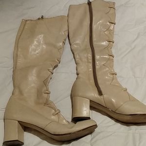 Vintage light tan knee high boots